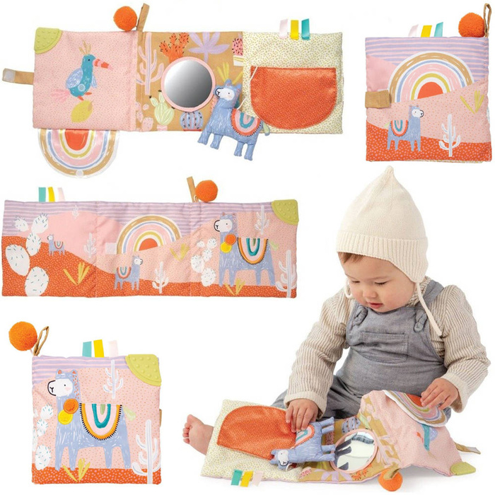 Miękka książeczka dla niemowlaka Lama 218430-Manhattan Toy, zabawki dla najmłodszych