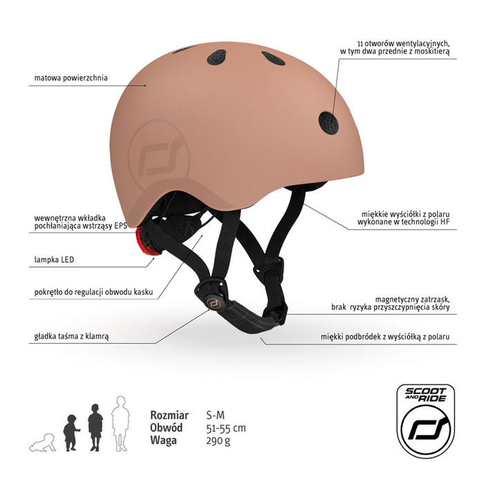 Kask S-M dla dzieci 3+ Mocha Scootandride S00828