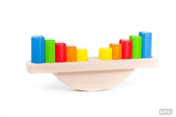 Drewniana waga z odważnikami - klockami, 34610-Bajo, zabawki edukacyjne