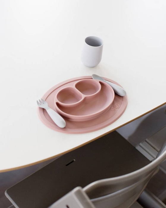 Komplet silikonowych sztućców Mini Utensils pastelowa szarość EUMUP003-EZPZ, sztućce dla dzieci