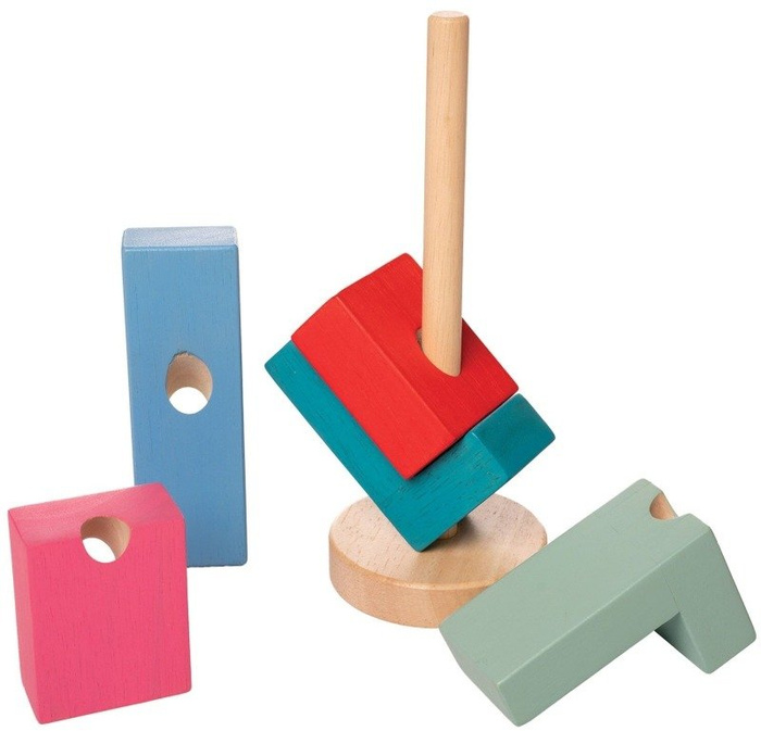 Układanka na paliku Kanciaste formy 218150-Manhattan Toy, klocki drewniane