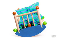 Drewniana kołyska dla lalek, "Ciemne paseczki", 74810-Bajo - meble dla lalek