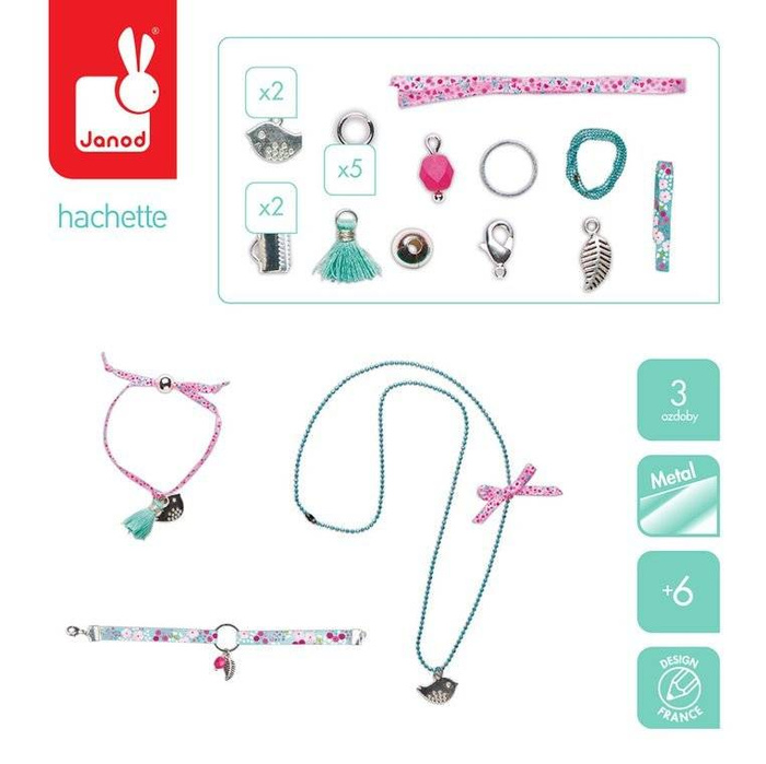 Zestaw kreatywny do tworzenia biżuterii Wstążeczki J07928-Janod, biżuteria dla dzieci