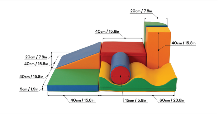 Klocki piankowe duże IGLU Soft Play Discoverer wielokolorowy SET_34_01 domowy plac zabaw