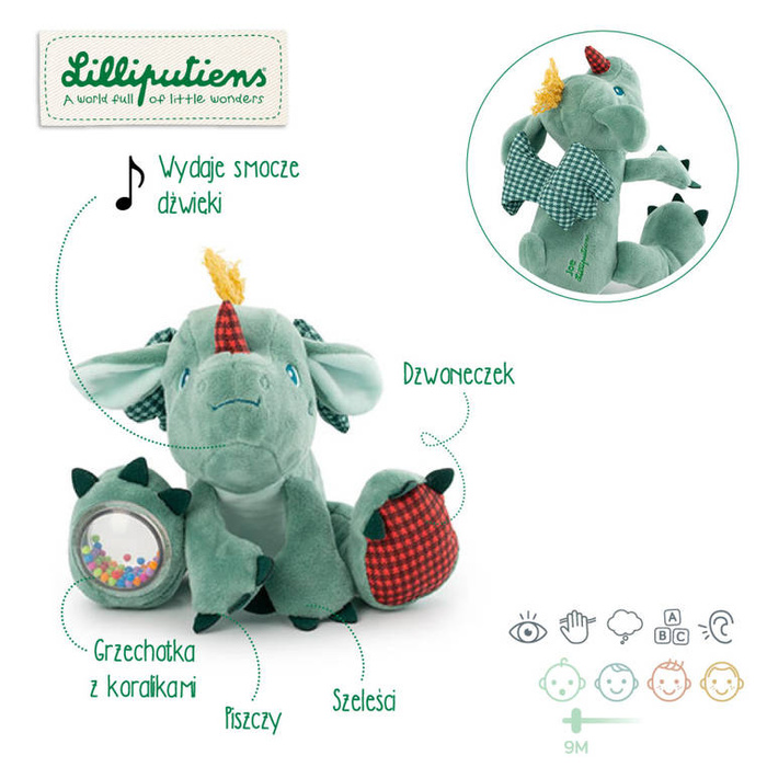 Przytulanka dźwiękowa aktywizująca latający Smok Joe 83469 Lilliputiens