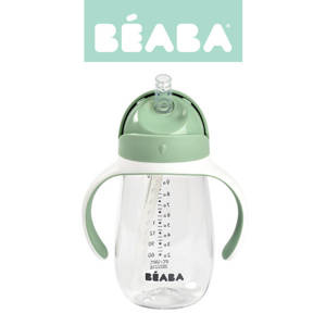 Kubek niekapek Butelka tritanowa ze słomką 300 ml Sage green Beaba 913533