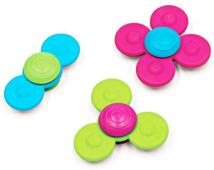 Wirujące spinnery Whirly Squigz na przyssawki FA210-1 Fat Brain Toy, zabawki dla niemowląt
