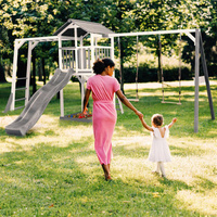 Drewniany Plac zabaw AXI A025.132.82 Wieża Huśtawki Drabinki wspinaczkowe Zjeżdżalnia i Piaskownica dla dzieci