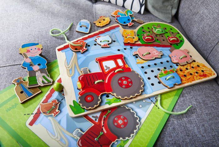 Nawlekanka-sznurowanka Farma HB305289-Haba, zabawki motoryczne dla dzieci