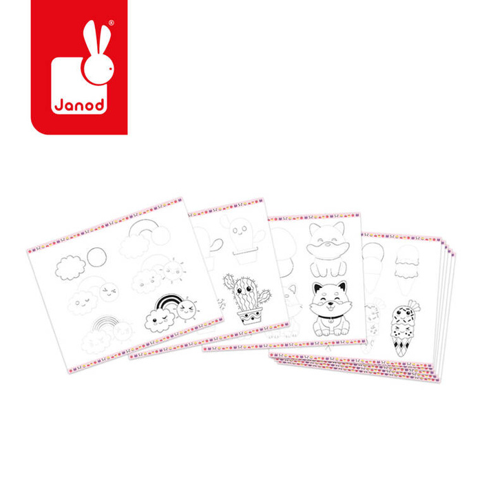 Zestaw kreatywny Rysowanie krok po kroku Modele kawaii 20 rysunków J09156 Janod