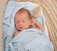 Kocyk ażurowy zygzak błękitny obłok LL7323-Lullalove, kocyki dla dzieci