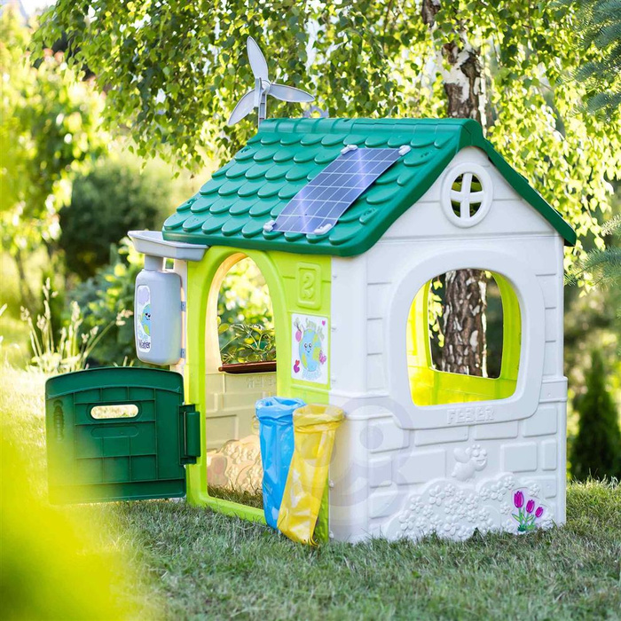 Domek ogrodowy Eco FEBER 13004 Karmnik Segregacja odpadów Imitacja panelu słonecznego do kratywnej zabawy dla dzieci