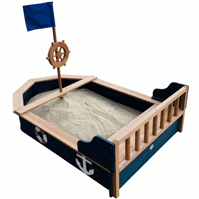 Drewniana Piaskownica Doris Boat AXI A031.045.00 Statek dla dzieci ze schowkiem pokrowcem i kołem sterowym