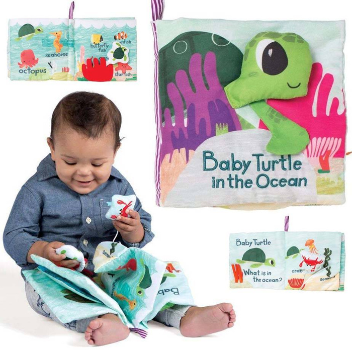 Książeczka interaktywna, mały żółwik 216120-Manhattan Toy, zabawki dla niemowląt