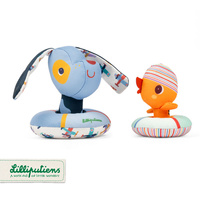 Przytulanki do kąpieli Lilliputiens 83651 Piesek Jules i Kaczorek Gaspard z kołami do pływania