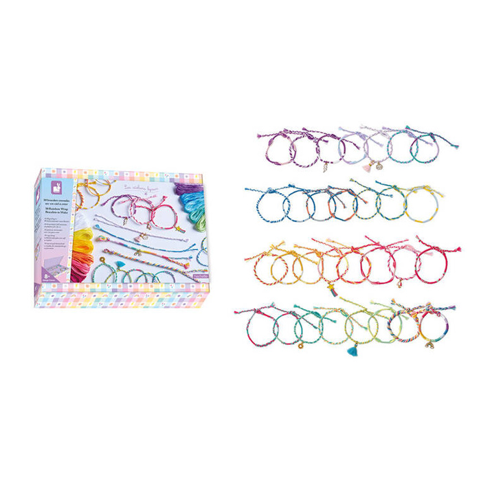 Zestaw kreatywny do tworzenia biżuterii Tęczowe bransoletki 30 szt. J09134 Janod