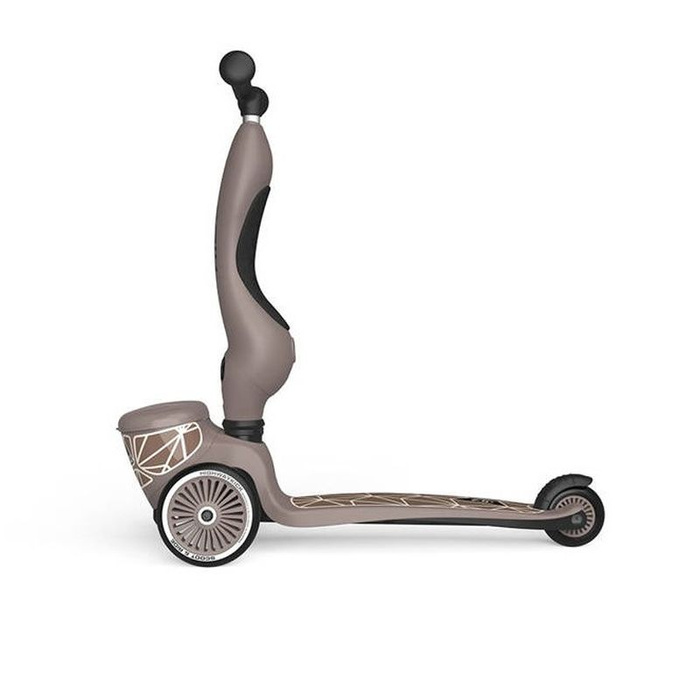 Zestaw SCOOTANDRIDE Kask + Highwaykick1 2w1 jeździk i hulajnoga z zamykanym schowkiem Brown Lines