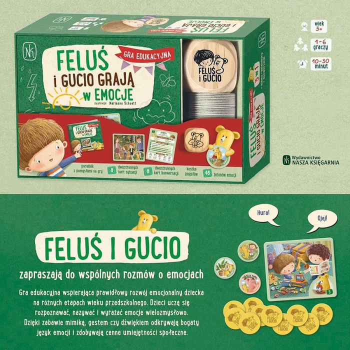 Feluś i Gucio grają w emocje Nasza Księgarnia zestaw gier edukacyjnych