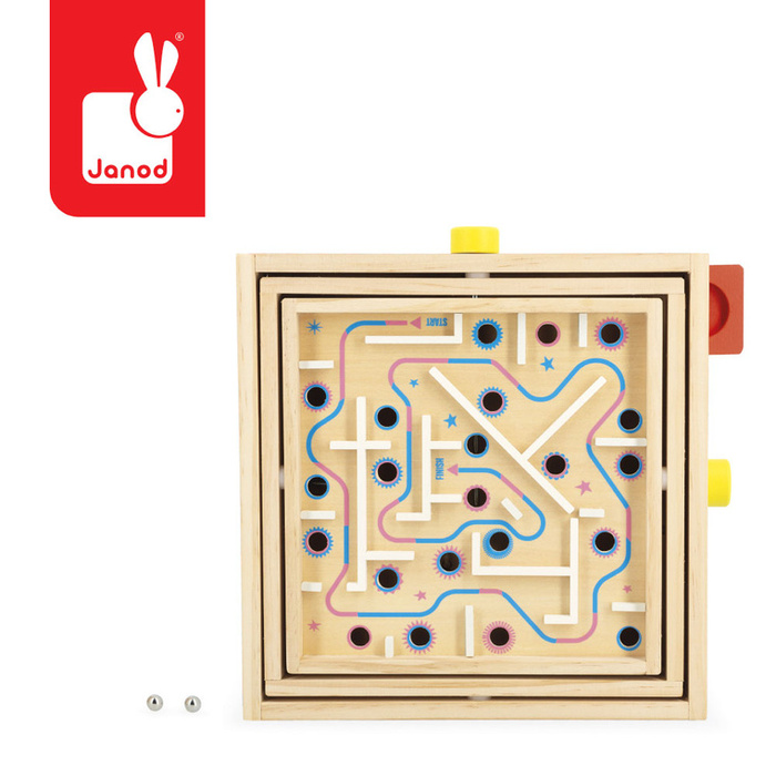 Gra zręcznościowa Labirynt Ball Maze Applepop Janod J03371 drewniane zabawki dla dzieci