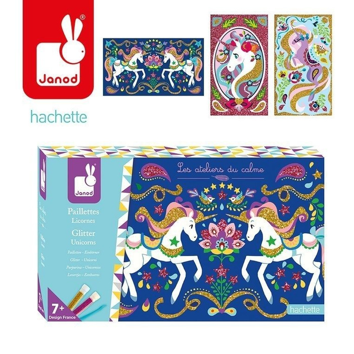 Zestaw kreatywny Magiczny brokat Jednorożce 7+, Janod J07883