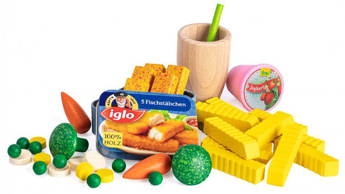 Lunch drewniany zestaw mały kucharz 40 elementów Erzi 28143