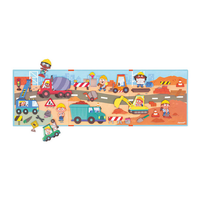 Magnetyczna rozkładana układanka Na placu budowy Magneti'stories J05454 Janod