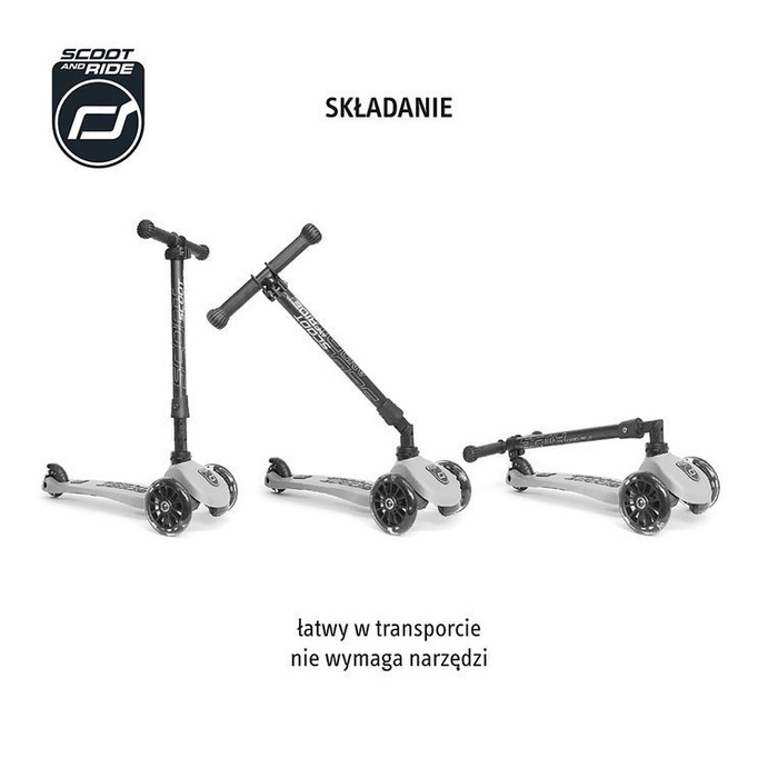 Zestaw SCOOTANDRIDE Kask + Highwaykick 3 LED hulajnoga składana ze świecącymi kółkami 3+ Lemon