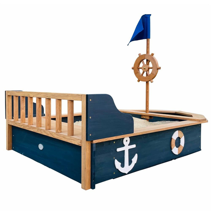 Drewniana Piaskownica Doris Boat AXI A031.045.00 Statek dla dzieci ze schowkiem pokrowcem i kołem sterowym