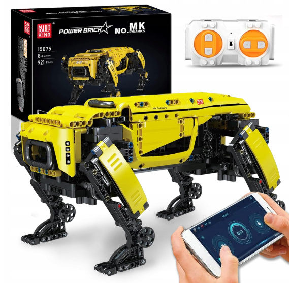 Klocki konstrukcyjne Mould King 15075S Robot Pies Boston Dog zdalnie sterowany Model budowlany 921 elementów