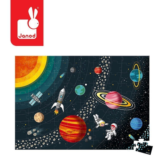 Puzzle edukacyjne Układ słoneczny 100 elementów 5+, Janod J02678