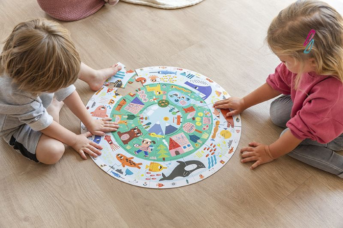 Puzzle dla dzieci okrągłe XXL Odkryj zwierzęta Goula 53177