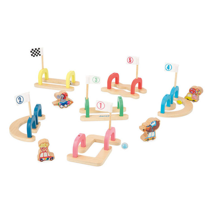 Drewniana gra w kulki marmurki Wyścig z przeszkodami Applepop J03357 Janod
