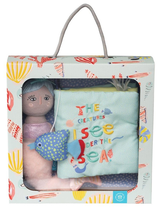 Zestaw dla niemowlaka Miękka książeczka z lalką Syrenka 158390-Manhattan Toy, zabawki dla niemowląt