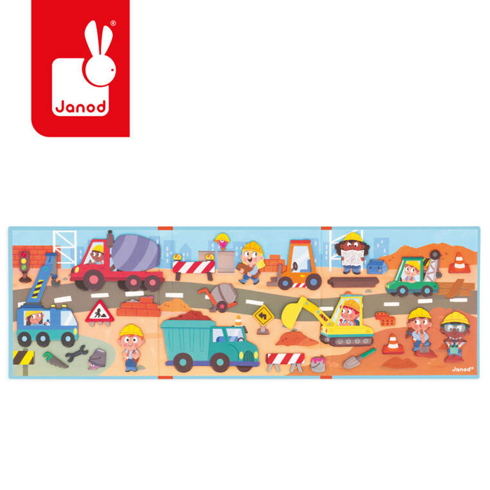 Magnetyczna rozkładana układanka Na placu budowy Magneti'stories J05454 Janod