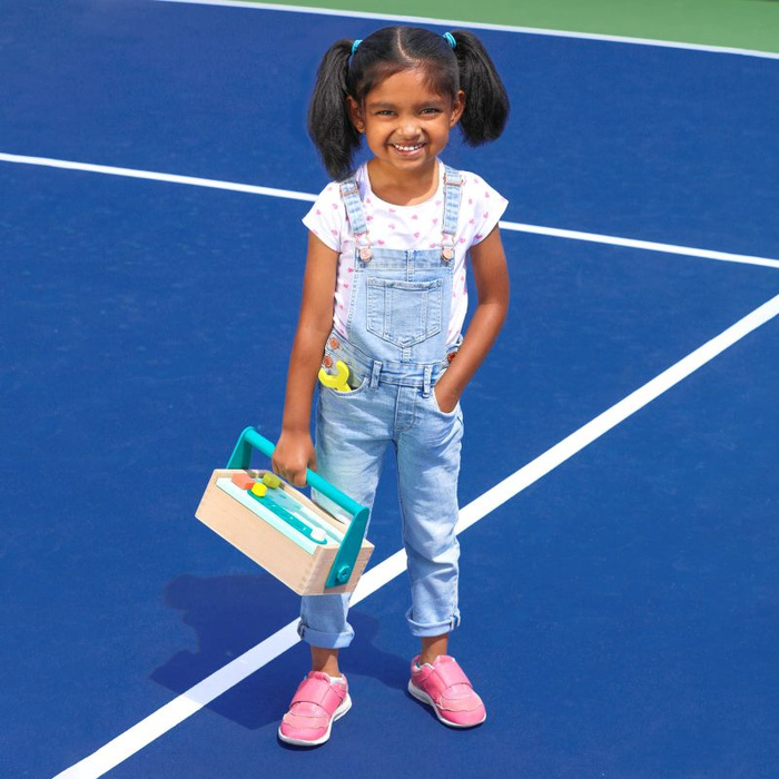 Drewniana skrzynka z narzędziami i działającą wiertarką B.toys BX2058Z zestaw majsterkowicza