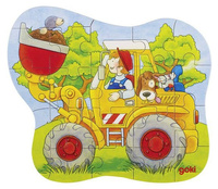 Puzzle konturowe 3 pojazdy straż koparka traktor 57518-Goki