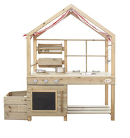 Drewniana Kuchnia Outdoor z daszkiem i akcesoriami CLASSIC WORLD EDU CW54587 Mały kucharz do kreatywnej zabawy