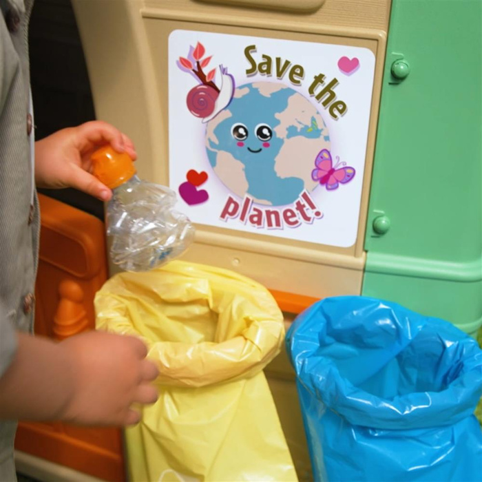 Domek ogrodowy Recycle Eco FEBER FEH26000 z segregacją odpadów Zielona Energia do kreatywnej zabawy dla dzieci