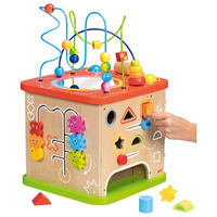 Drewniana kostka edukacyjna z pętlą motoryczną Aktywny Maluch XXL Goki 59964