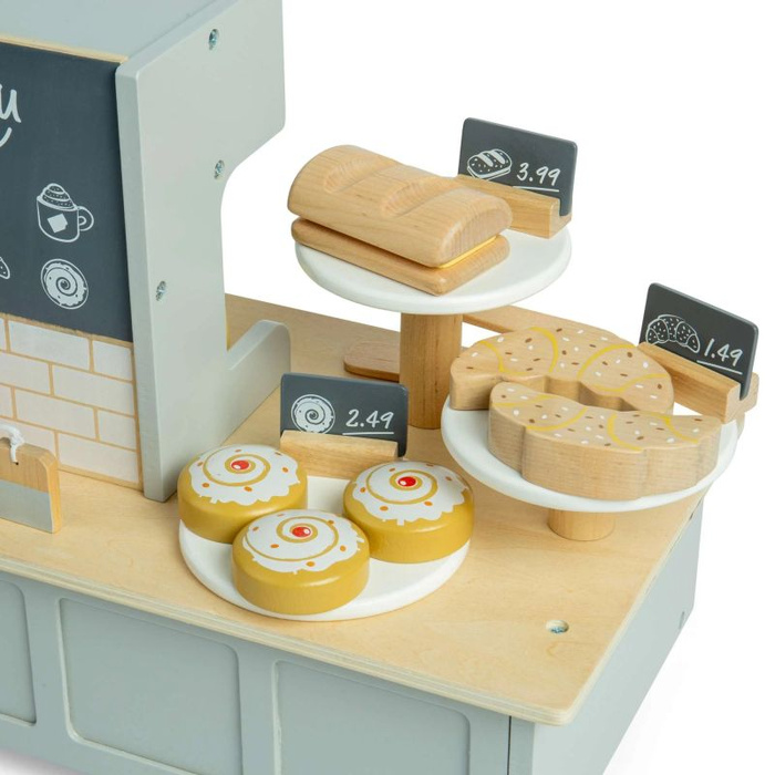 Kawiarnia dla dzieci z wyposażeniem 32 elementy Bigjigs 37082 Drewniane zabawki dla dzieci
