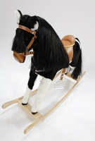 Łaciaty koń na biegunach Miłka, zabawka dla trzylatka