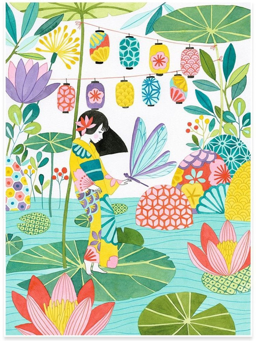 Obrazy do kolorowania w teczce Japonia Djeco DJ08694 komplet 3 dużych obrazów