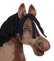 Super Hobby Horse Koń na kiju Gniady z długą miękką grzywą ręcznie wykonany brązowy konik Premium
