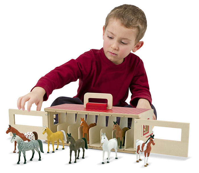 Przenośnia drewniana Stajnia z 8 Figurkami Koni Melissa and Doug 13744-MD