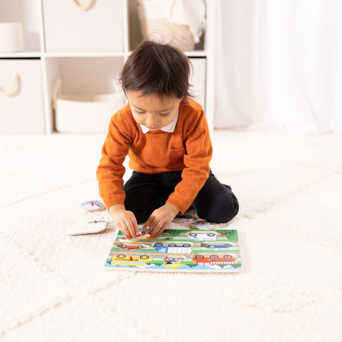 Drewniana układanka z uchwytami Pojazdy 8 el Melissa & Doug 19051