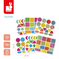 Duże naklejki wielorazowe na arkuszach 150 szt. Figury geometryczne Janod J09194