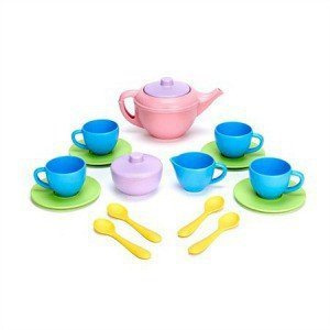 Zestaw do herbaty, różowy czajniczek, Green Toys, zestawy kuchenne dla dzieci