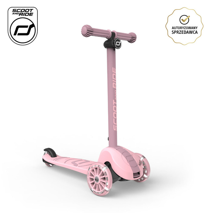 SCOOTANDRIDE Highwaykick 3S Hulajnoga z systemem sterowania 2w1 i kółkami LED składana 3+ Rose