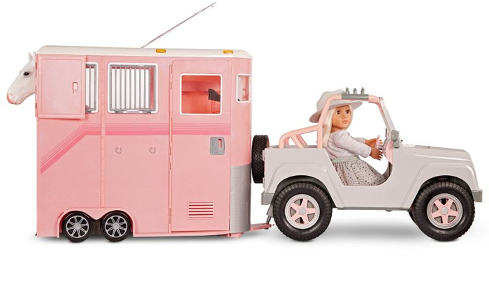 Przyczepa do transportu koni dla lalek 46 cm z akcesoriami do pielęgnacji Our Generation BD35412Z