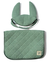 Podkładka pod siodło i bonetka sztruksowy zielony akcesoria do Hobby Horse Astrup 84373